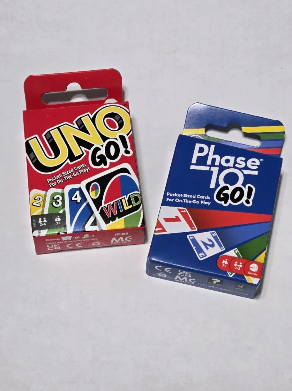 Set of 2 family games Travel Size Uno and Phase 10 Travel Go Card games